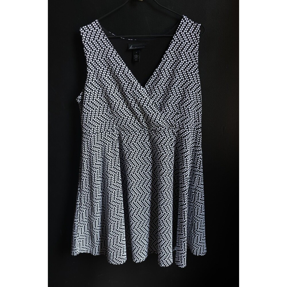 Lane Bryant Black White Polka Dot Skater Dress Sleeveless Retro Style 18